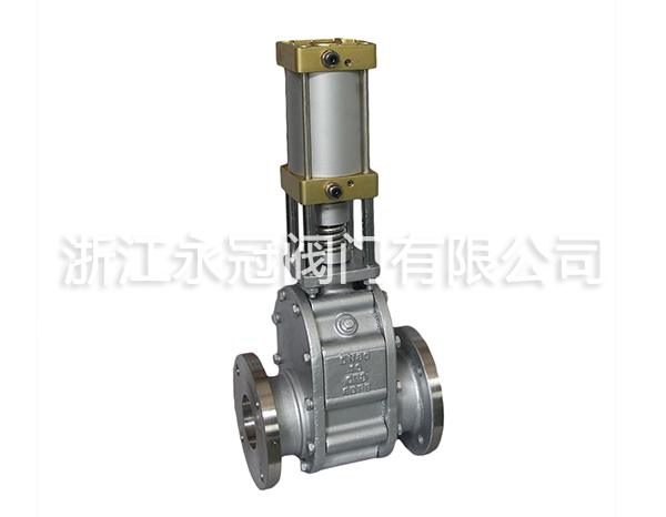 不鏽鋼氣動(dòng)陶瓷雙閘闆閥(fa)Z644TC